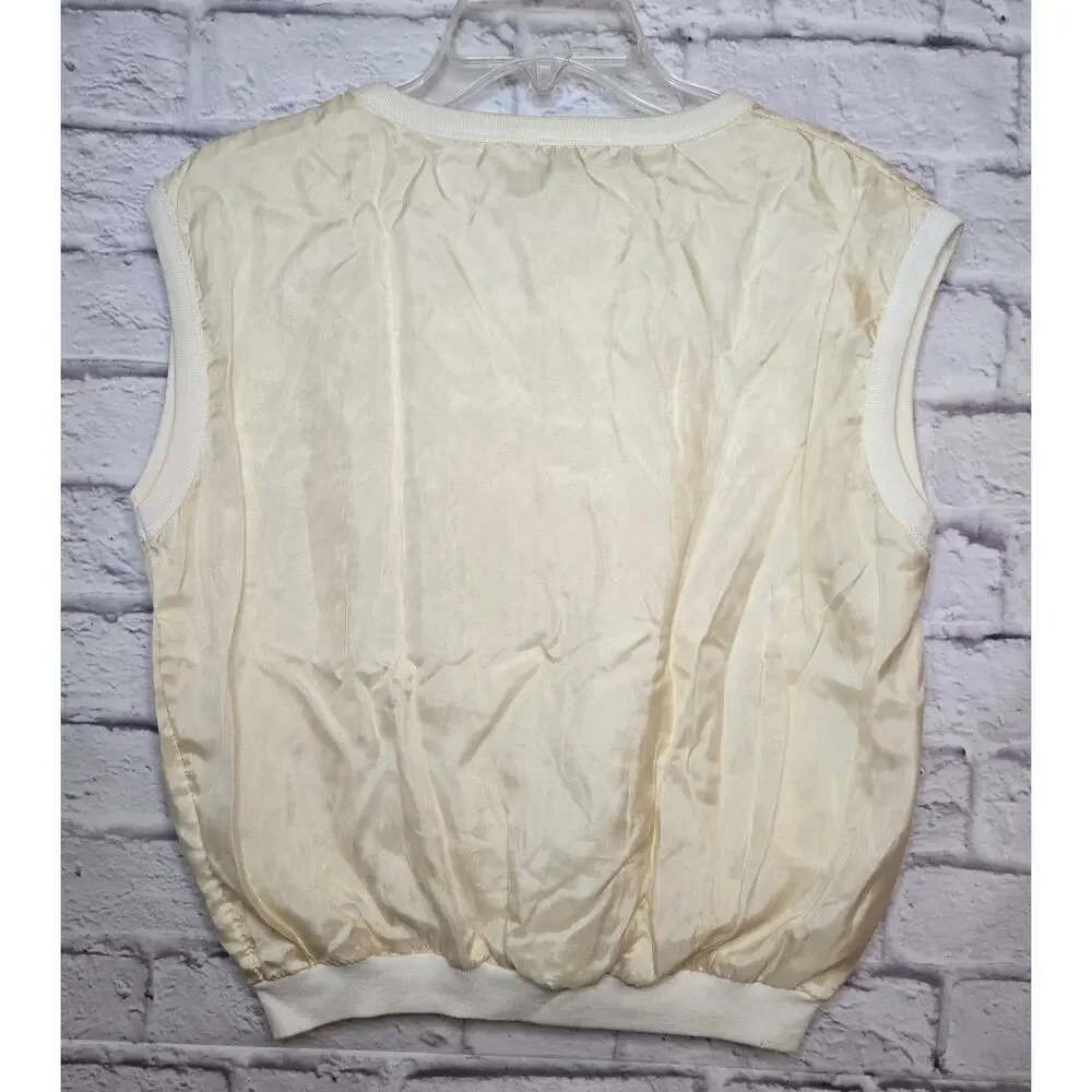Timmy Woods Beverly Hills Collection 100% silk sequins sleeveless blouse Large.